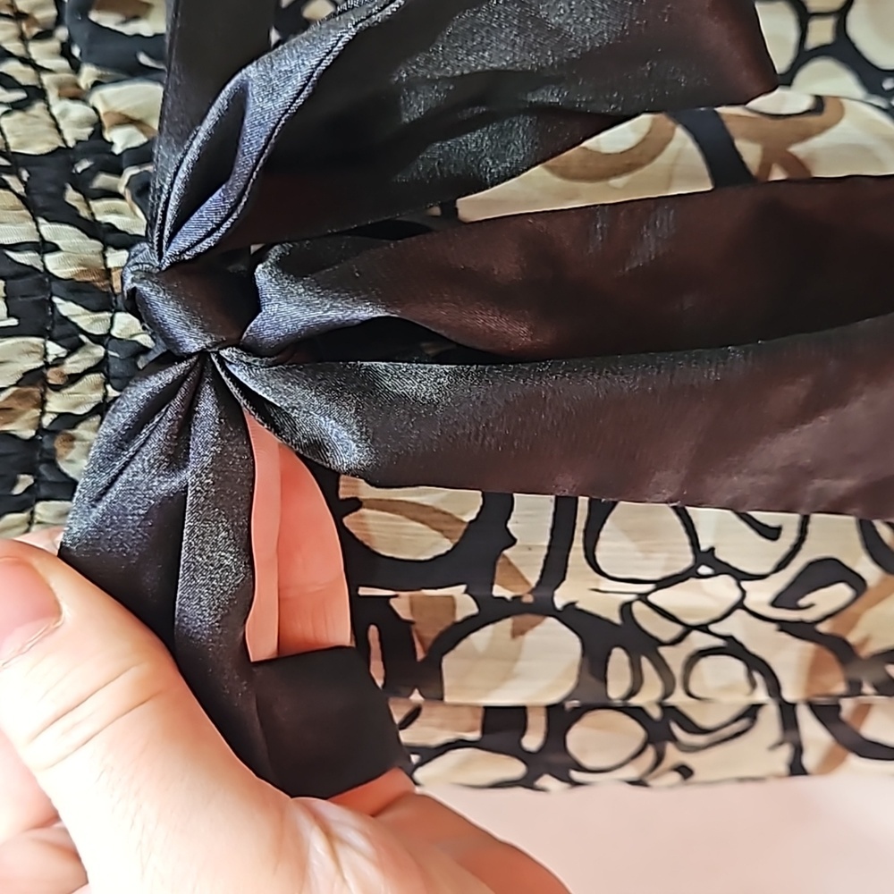 A. BYER, Abstract, Elastic Scrunch top, Adjustable straps, Tie waist, Sz L - Picture 7 of 12